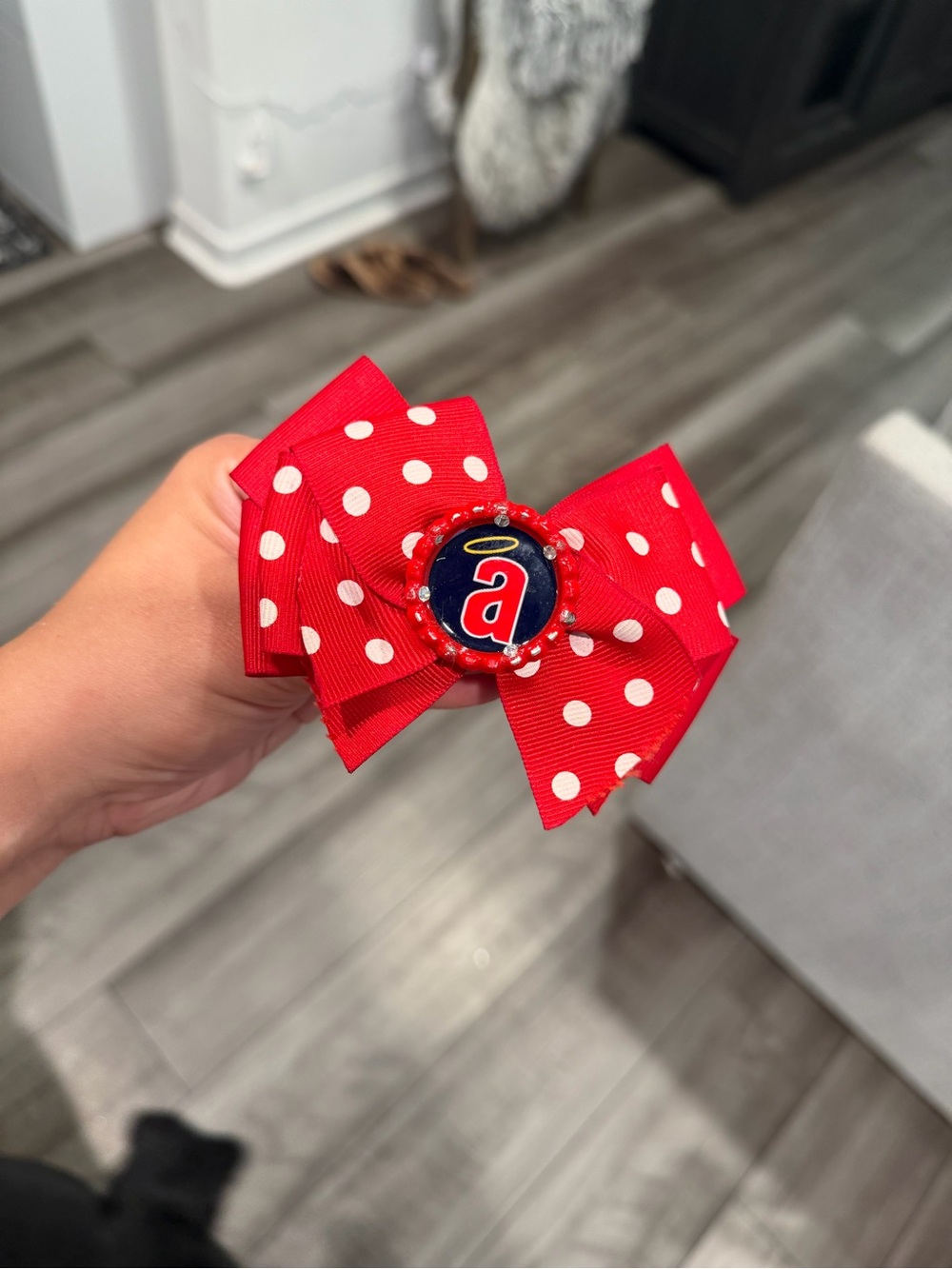 Angels Red Polka Dot Kids Hair Bow